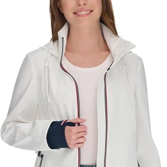 New Tommy Hilfiger Women’s Lightweight Hooded Windbreaker Jacket Size XXL White - Picture 4 of 16